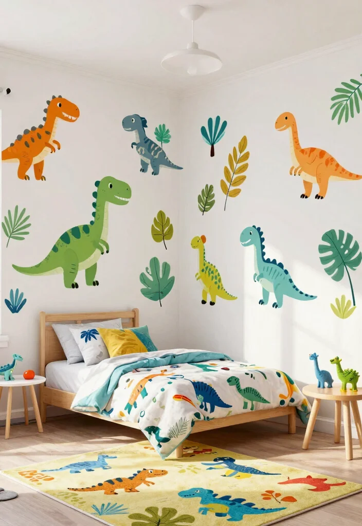 14 Wall Decor Stickers That Peel Off Clean for Renters - 7. Playful Dinosaurs 1
