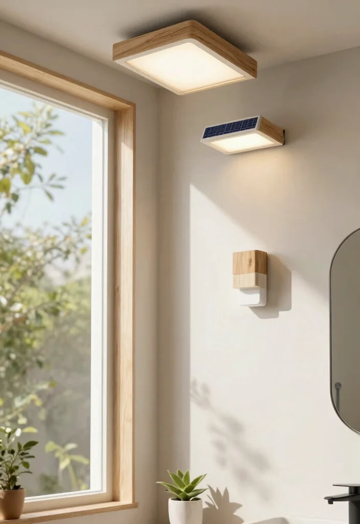 15 Bathroom Mirror Light Ideas That Eliminate Shadows - 14. Sustainable Solar-Powered Lights 1