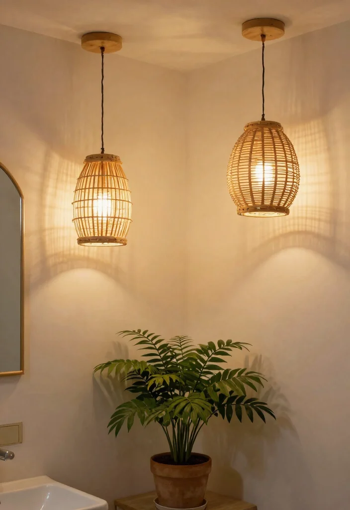 15 Bathroom Mirror Light Ideas That Eliminate Shadows - 7. Nature-Inspired Lighting Fixtures 1