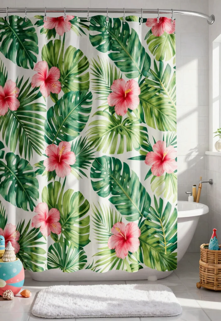 15 Bathroom Shower Curtains That Resist Mold and Stay Fresh - 1. Tropical Vibes Shower Curtain 1