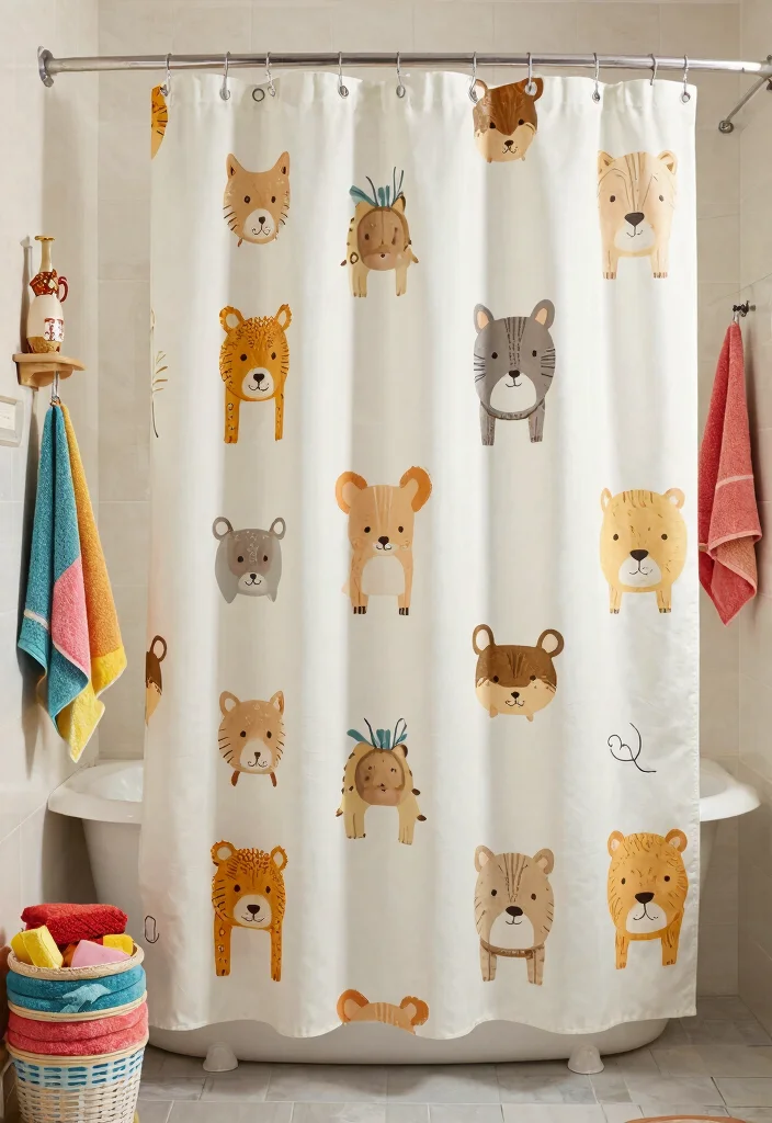 15 Bathroom Shower Curtains That Resist Mold and Stay Fresh - 14. Whimsical Animal Print Shower Curtain 1