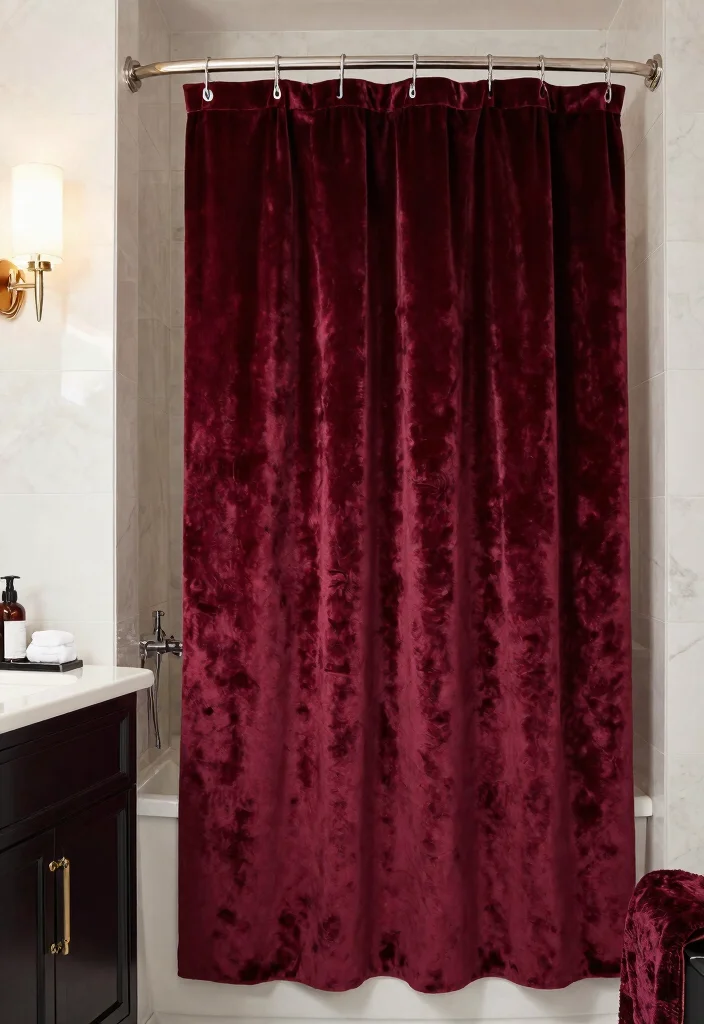 15 Bathroom Shower Curtains That Resist Mold and Stay Fresh - 15. Luxe Velvet Shower Curtain 1