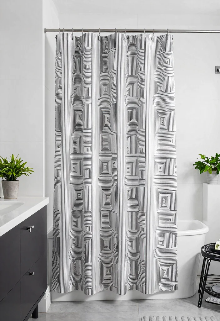 15 Bathroom Shower Curtains That Resist Mold and Stay Fresh - 2. Minimalist Monochrome Shower Curtain 1