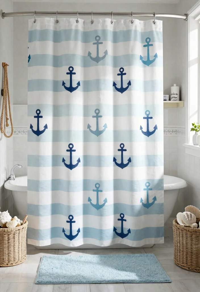 15 Bathroom Shower Curtains That Resist Mold and Stay Fresh - 4. Nautical Theme Shower Curtain 1