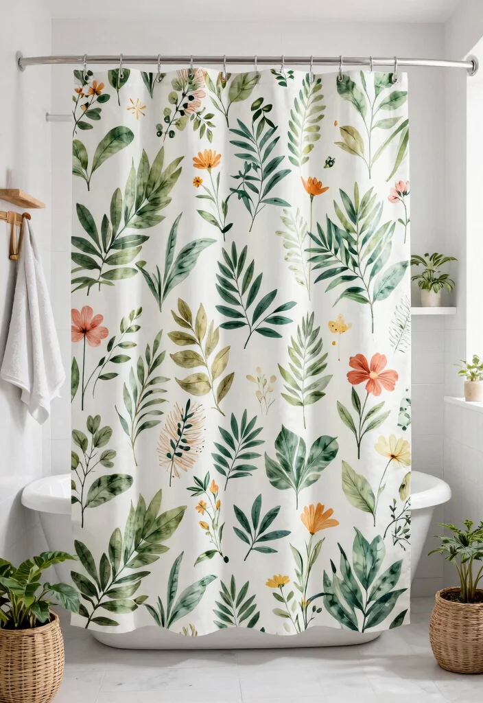 15 Bathroom Shower Curtains That Resist Mold and Stay Fresh - 5. Botanical Bliss Shower Curtain 1