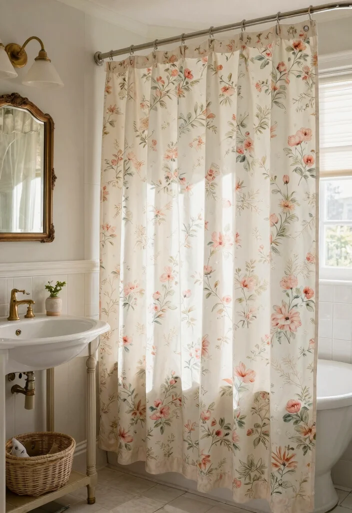 15 Bathroom Shower Curtains That Resist Mold and Stay Fresh - 6. Vintage Floral Shower Curtain 1