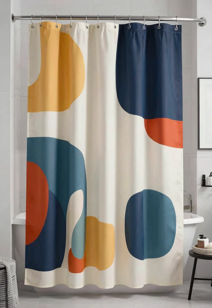 15 Bathroom Shower Curtains That Resist Mold and Stay Fresh - 7. Modern Abstract Shower Curtain 1