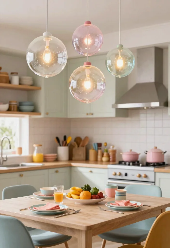 15 Glass Pendant Lamp Ideas That Brighten Dark Kitchens - 11. Bubble Pendant Lights 1