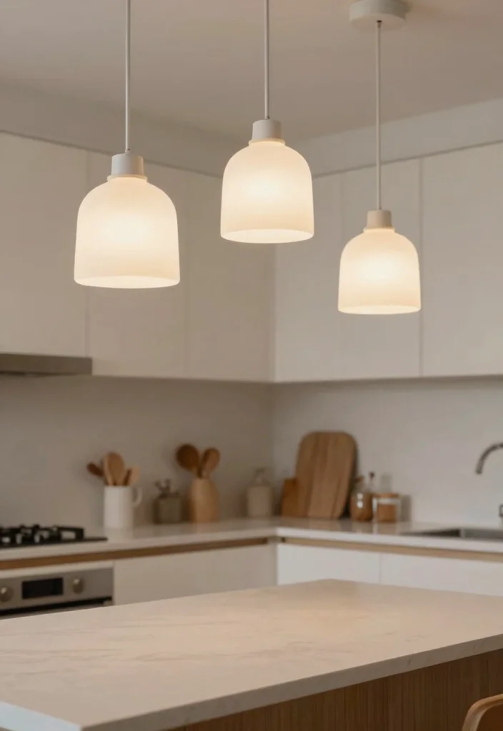 15 Glass Pendant Lamp Ideas That Brighten Dark Kitchens - 14. Soft Frosted Glass 1