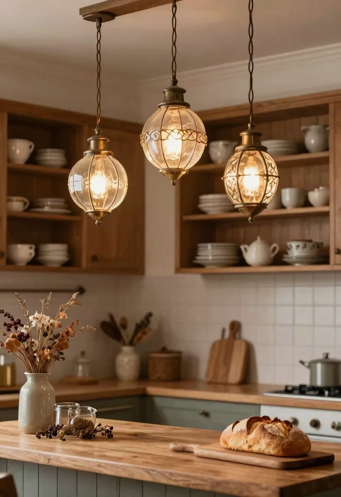 15 Glass Pendant Lamp Ideas That Brighten Dark Kitchens - 4. Vintage-Inspired Designs 1