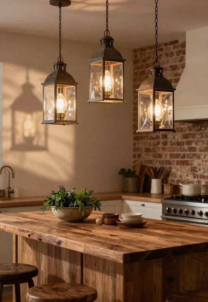 15 Glass Pendant Lamp Ideas That Brighten Dark Kitchens - 7. Lantern-Style Pendants 1