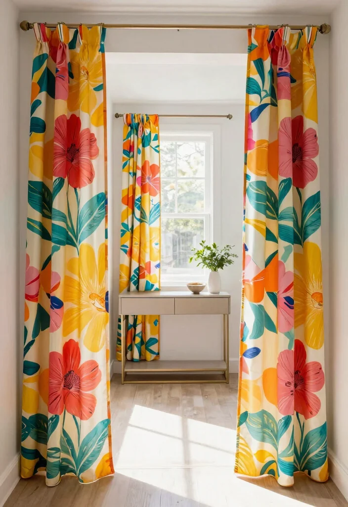 15 Hall Curtains Ideas That Add Privacy Without Blocking Light - 3. Bold Prints 1