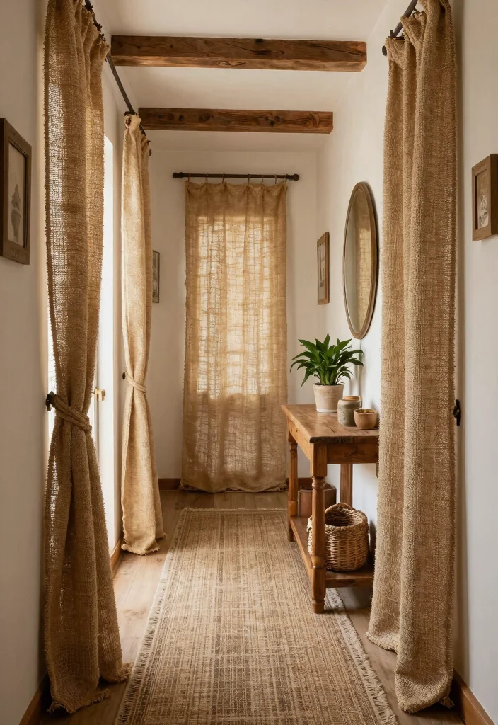 15 Hall Curtains Ideas That Add Privacy Without Blocking Light - 7. Rustic Charm 1