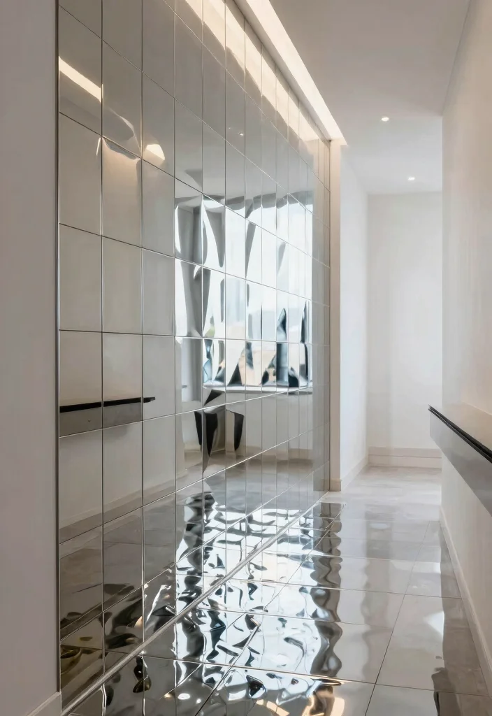 15 Mirror Wall Decor Ideas That Make Narrow Hallways Feel Wider - 10. Reflective Tiles 1