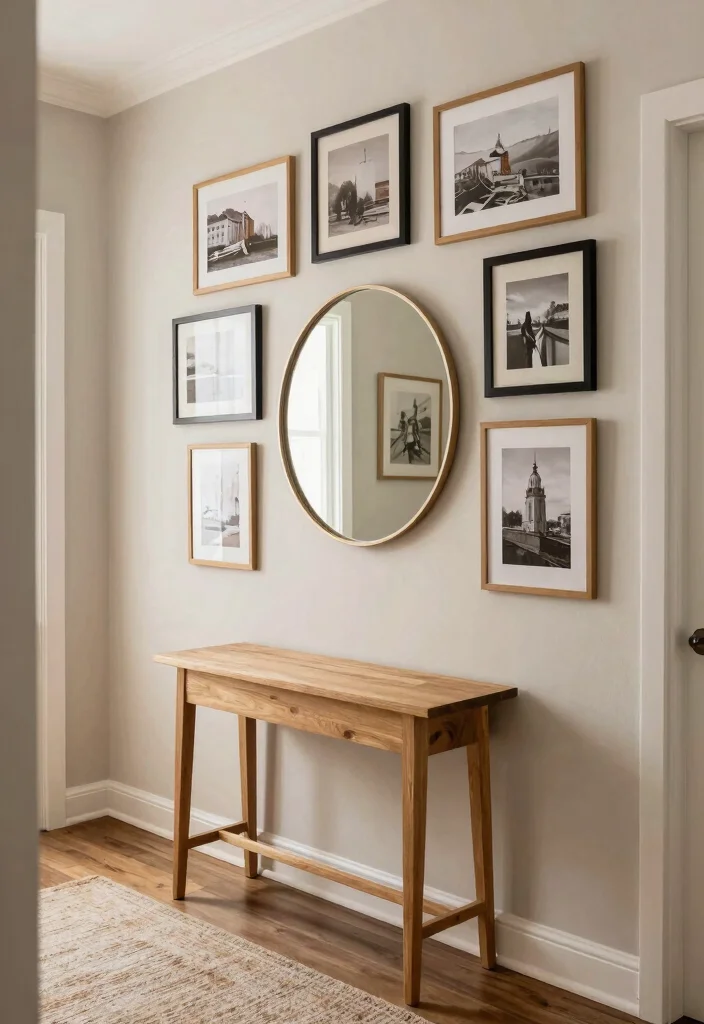 15 Mirror Wall Decor Ideas That Make Narrow Hallways Feel Wider - 13. Mirror and Gallery Mix 1