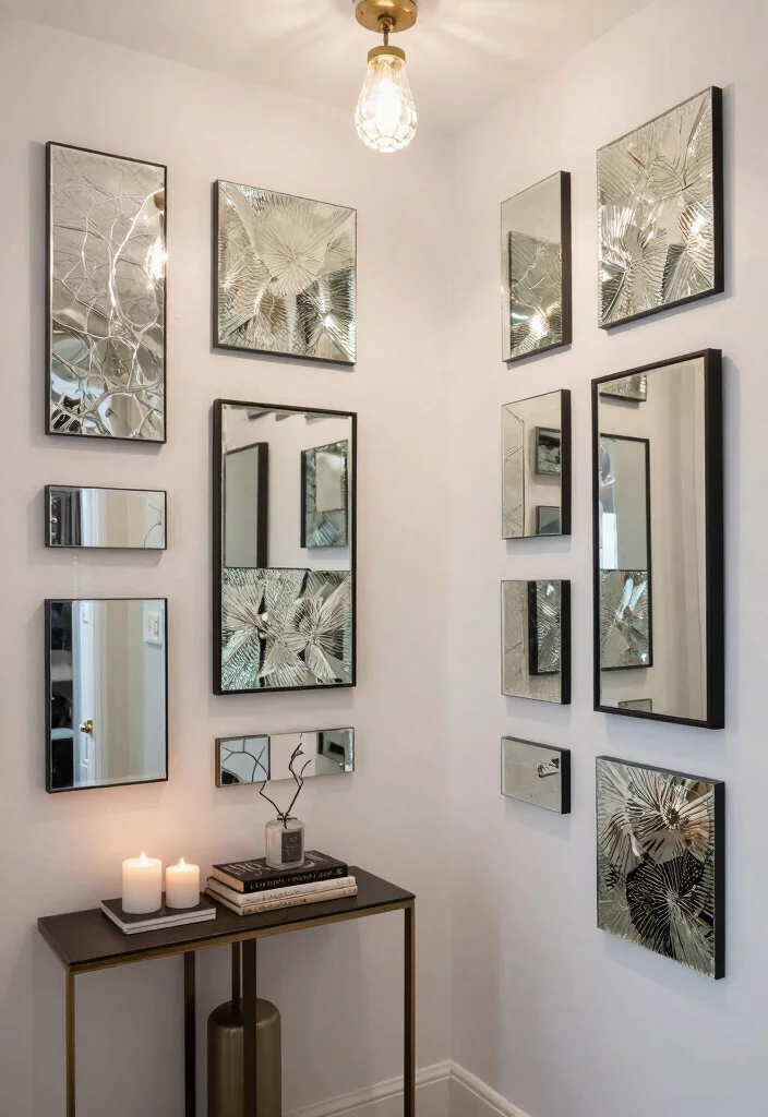 15 Mirror Wall Decor Ideas That Make Narrow Hallways Feel Wider - 14. Mirrored Accents with Texture 1