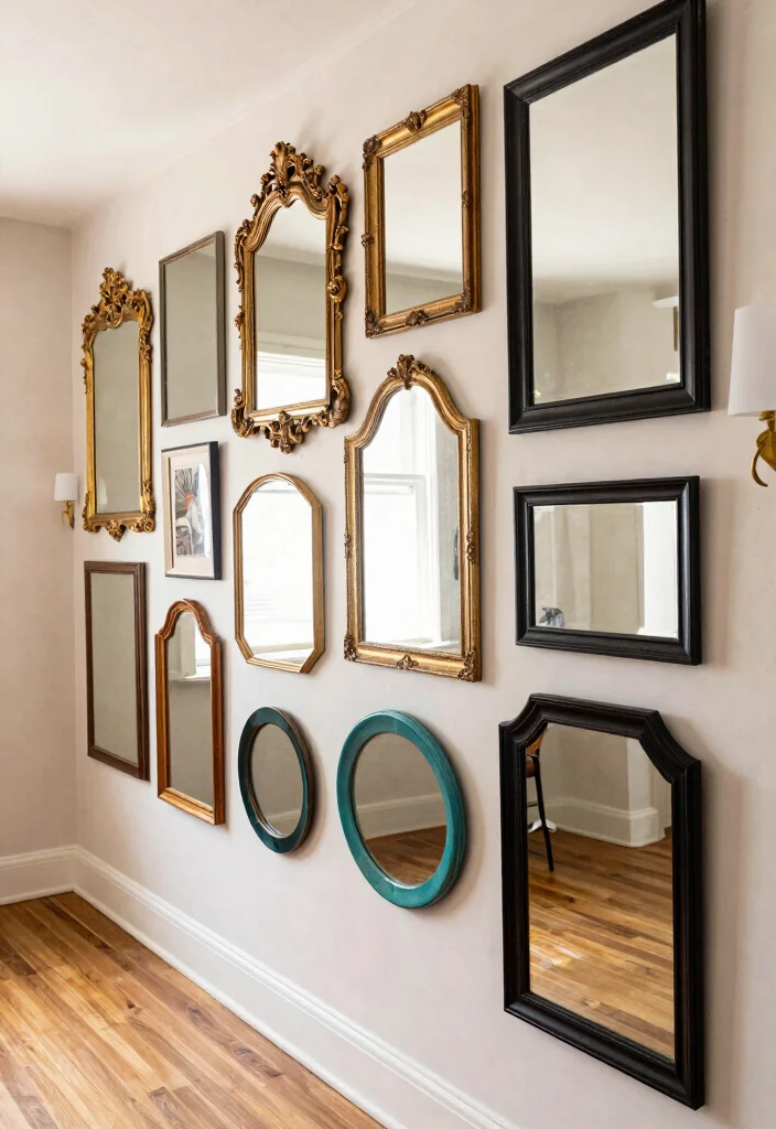 15 Mirror Wall Decor Ideas That Make Narrow Hallways Feel Wider - 2. Mirror Gallery Wall 1