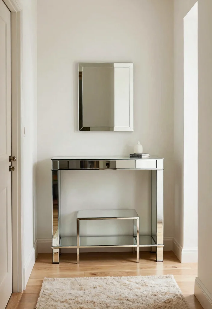 15 Mirror Wall Decor Ideas That Make Narrow Hallways Feel Wider - 4. Mirrored Furniture Accents 1