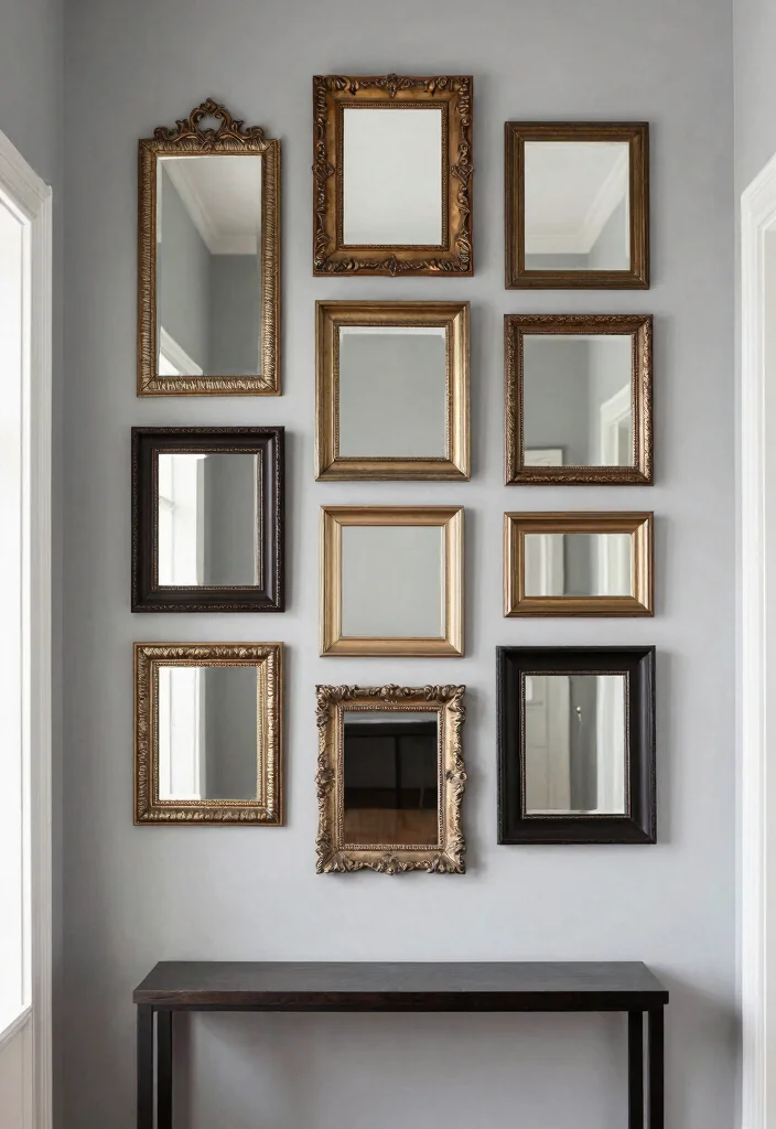 15 Mirror Wall Decor Ideas That Make Narrow Hallways Feel Wider - 8. Mirror Frame Collage 1
