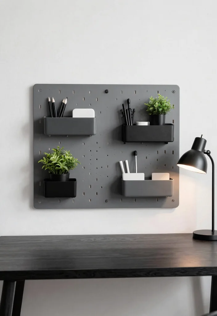 15 Pegboard Desk Setup Ideas That Keep Cords and Clutter Hidden - 1. The Monochrome Minimalist 1