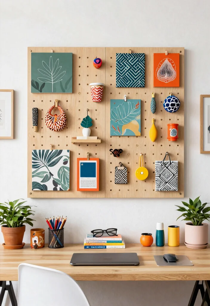 15 Pegboard Desk Setup Ideas That Keep Cords and Clutter Hidden - 11. Eclectic Mix & Match 1