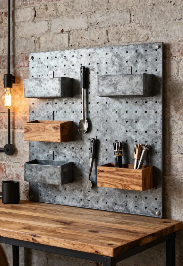 15 Pegboard Desk Setup Ideas That Keep Cords and Clutter Hidden - 3. Industrial Chic Vibes 1