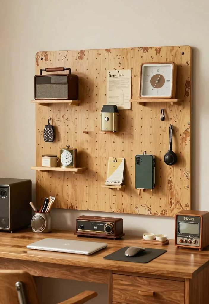 15 Pegboard Desk Setup Ideas That Keep Cords and Clutter Hidden - 8. Vintage Charm 1