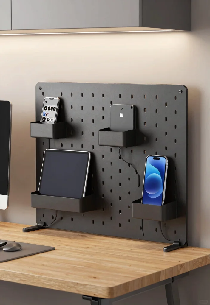 15 Pegboard Desk Setup Ideas That Keep Cords and Clutter Hidden - 9. Tech-Savvy Solutions 1