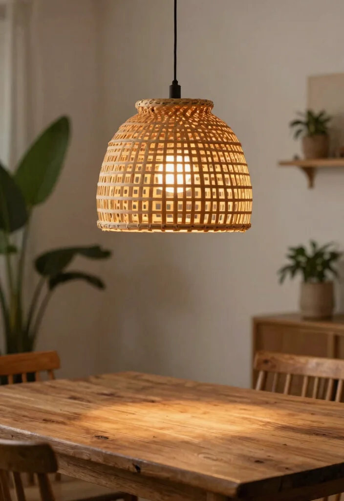 15 Pendant Lamp Shade Ideas That Diffuse Harsh Bulb Light - 1. Woven Bamboo Shades 1