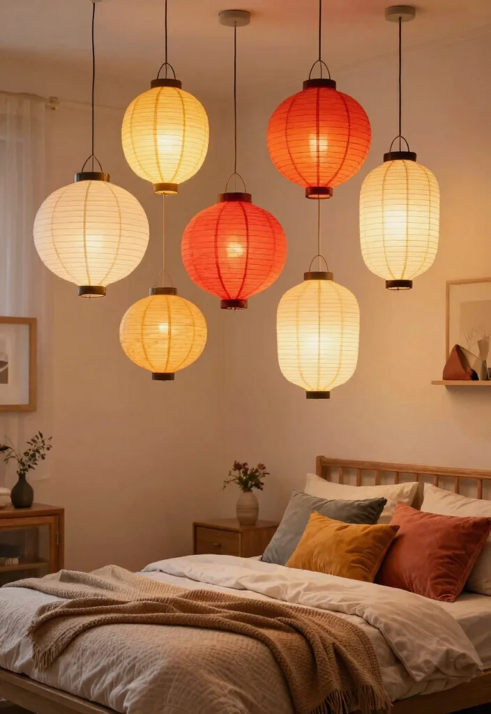 15 Pendant Lamp Shade Ideas That Diffuse Harsh Bulb Light - 11. Paper Lantern Shades 1