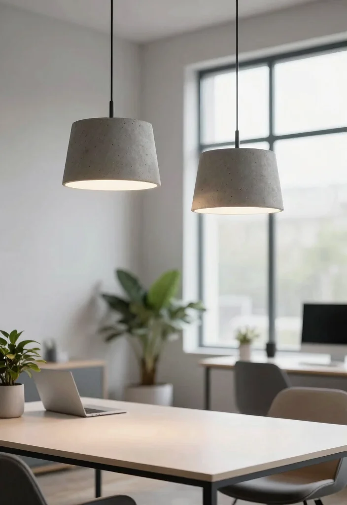 15 Pendant Lamp Shade Ideas That Diffuse Harsh Bulb Light - 12. Concrete Shades 1