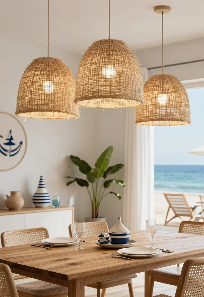 15 Pendant Lamp Shade Ideas That Diffuse Harsh Bulb Light - 14. Natural Fiber Shades 1