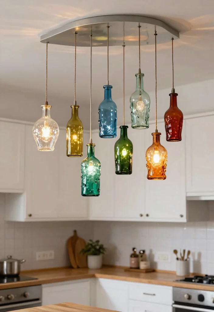 15 Pendant Lamp Shade Ideas That Diffuse Harsh Bulb Light - 2. Recycled Glass Shades 1