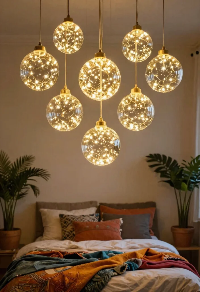 15 Pendant Light Design Ideas for Statement Lighting on a Budget - 14. String Lights in Glass Globes 1