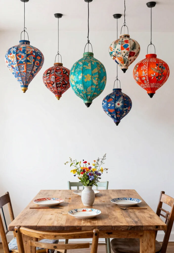 15 Pendant Light Design Ideas for Statement Lighting on a Budget - 2. Colorful Fabric Lanterns 1