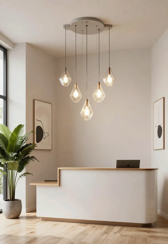 15 Reception Pendant Light Ideas That Make a First Impression - 1. Geometric Glass Pendant Lights 1