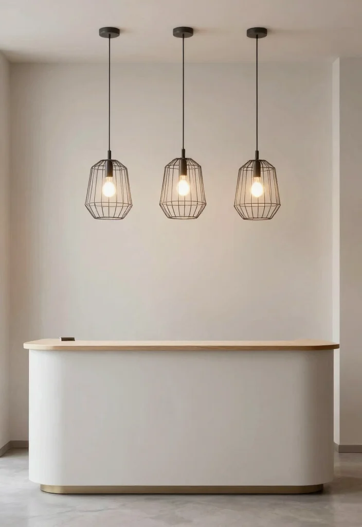 15 Reception Pendant Light Ideas That Make a First Impression - 7. Minimalist Wireframe Designs 1