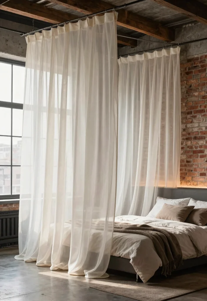 15 Sheer Curtains Bedroom Ideas That Block Just Enough Light - 12. Sheer Curtains for Loft Spaces 1