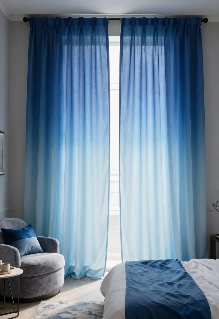15 Sheer Curtains Bedroom Ideas That Block Just Enough Light - 6. Soft Ombre Designs 1
