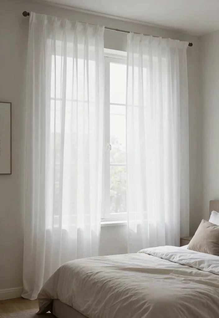 15 Sheer Curtains Bedroom Ideas That Block Just Enough Light - 7. Minimalist Approaches 1