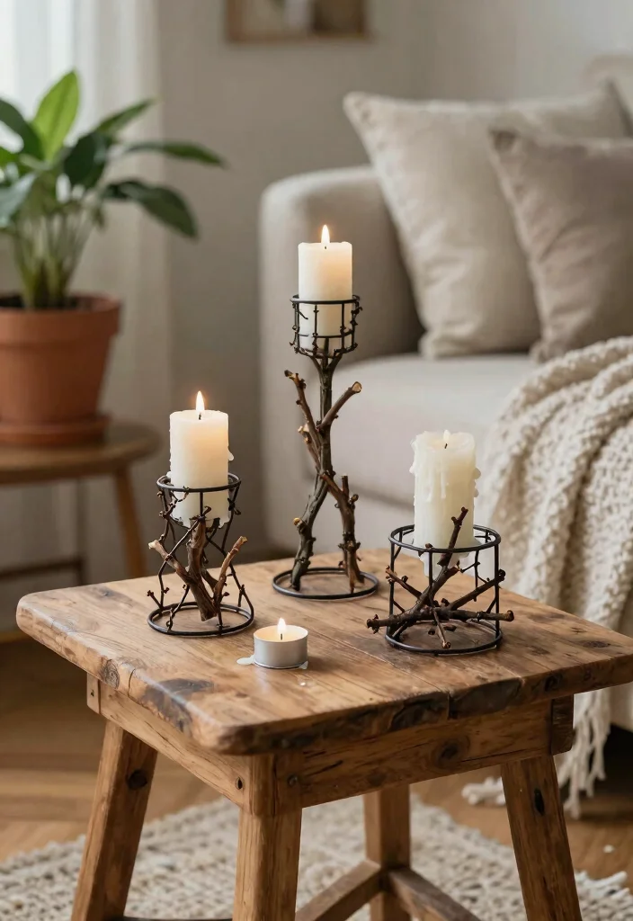 15 Wire Candle Holder Ideas That Catch Dripping Wax - 2. Rustic Charm 1
