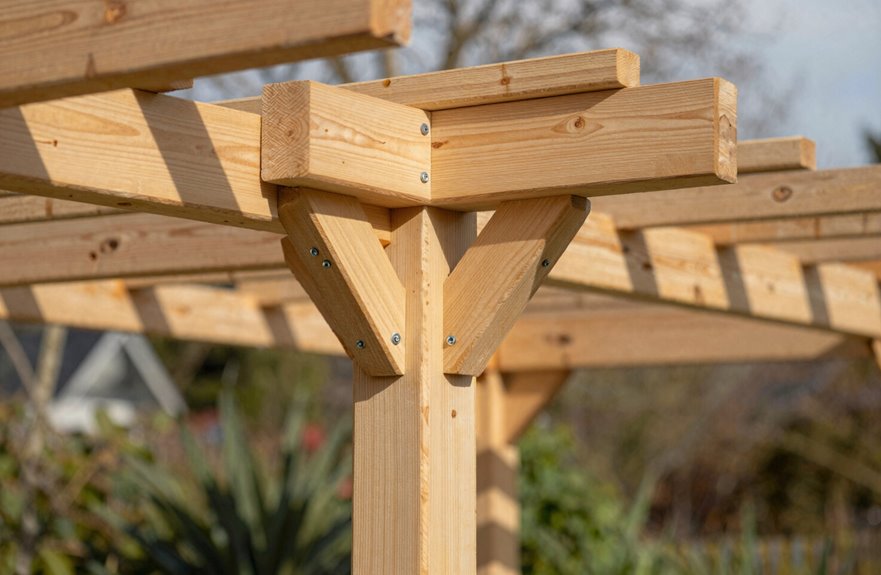 Build a Pergola in 6 Steps for Beginners 4 bolt cross beams to posts securely