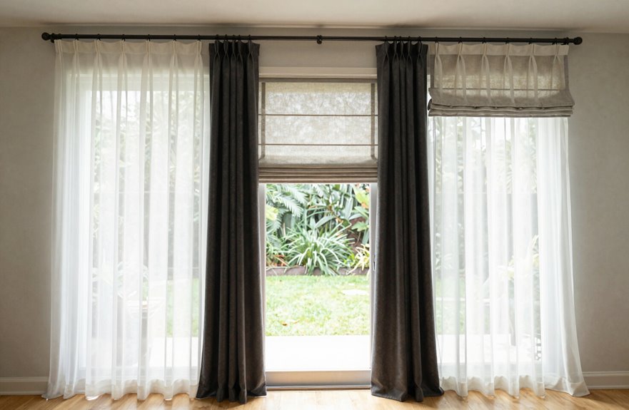 How to Cover Patio Doors: 5 Practical Methods †’ 5 Practical Methods to Cover Patio Doors 2 hang high wide curtain panels