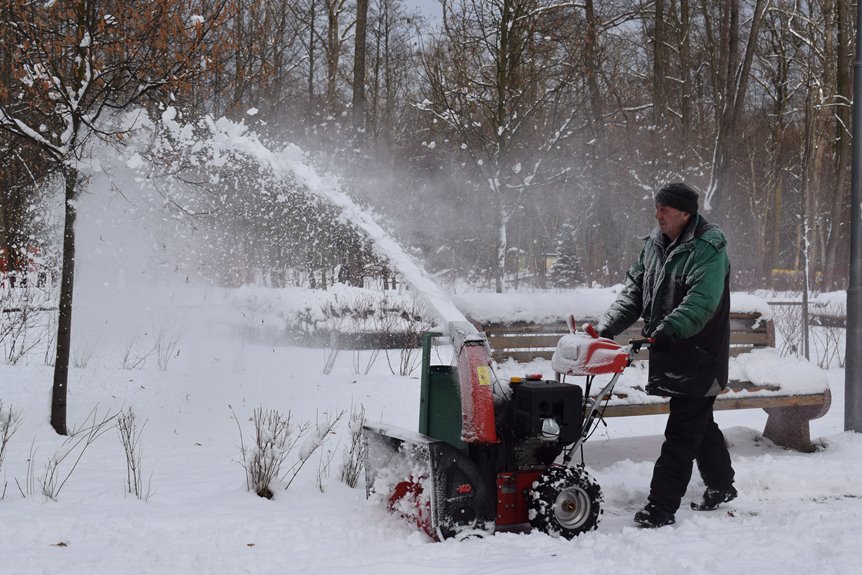 leaf blower clearing snow