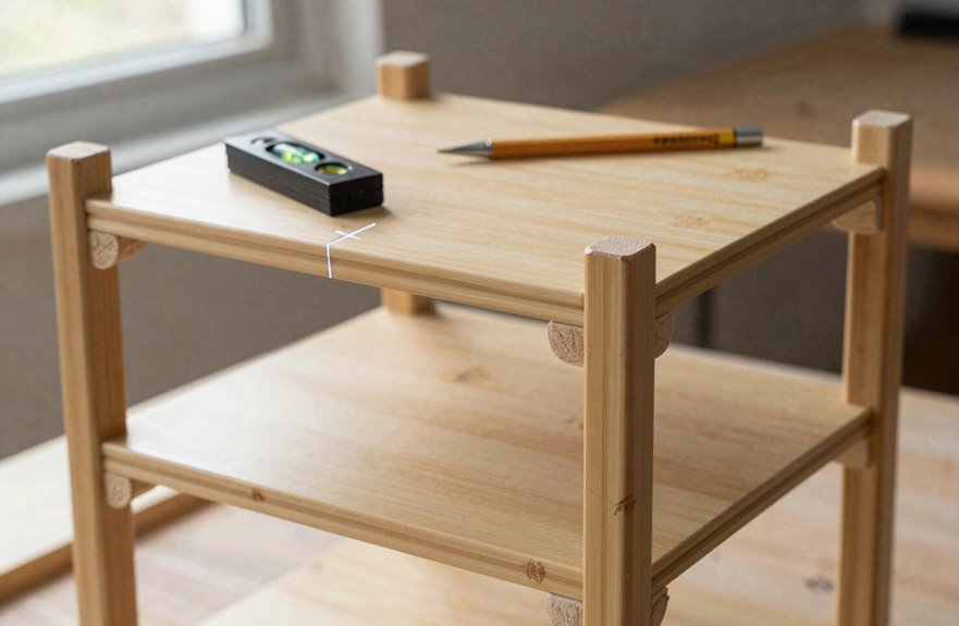 level shelves evenly across balance