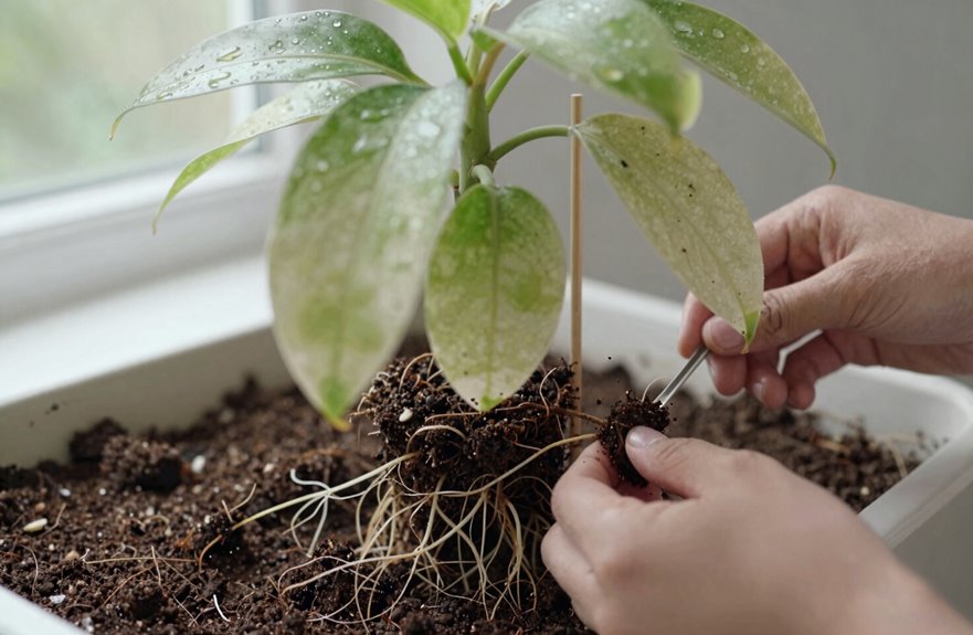 6 Ways to Make a Drooping Plant Stand Up Straight 5 root bound repotting with careful steps