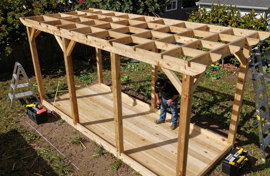 Build a Pergola in 6 Steps for Beginners 5 shade joists spaced 10 for shade