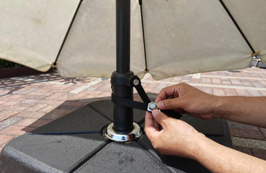 How to Keep Your Outdoor Umbrella From Spinning in the Wind 3 tighten base for stability