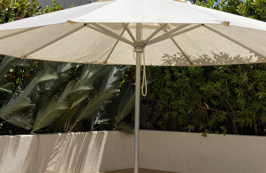 How to Keep Your Outdoor Umbrella From Spinning in the Wind 1 wind shielded leeward canopy placement